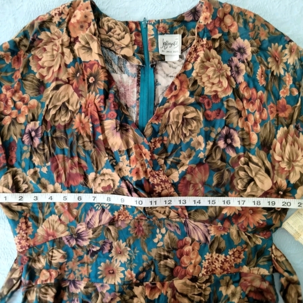 VTG Jeffrey & Dara By Linda Hutley NWT Floral Dress Size 15/16 Retro Deadstock - Picture 14 of 16